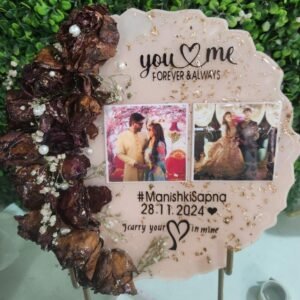 Customized Resin Photo Frame with Preserved Flowers – Personalized Gift for Couples